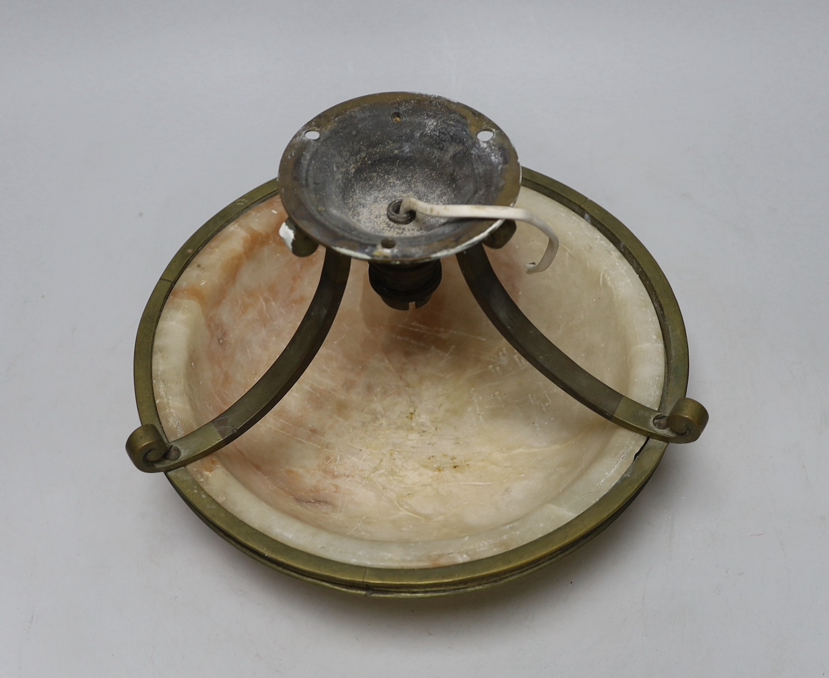 A brass and alabaster plafonnier, 20cms high